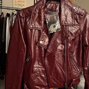 Vigoss Women's Deep burgundy faux Leather Jacket